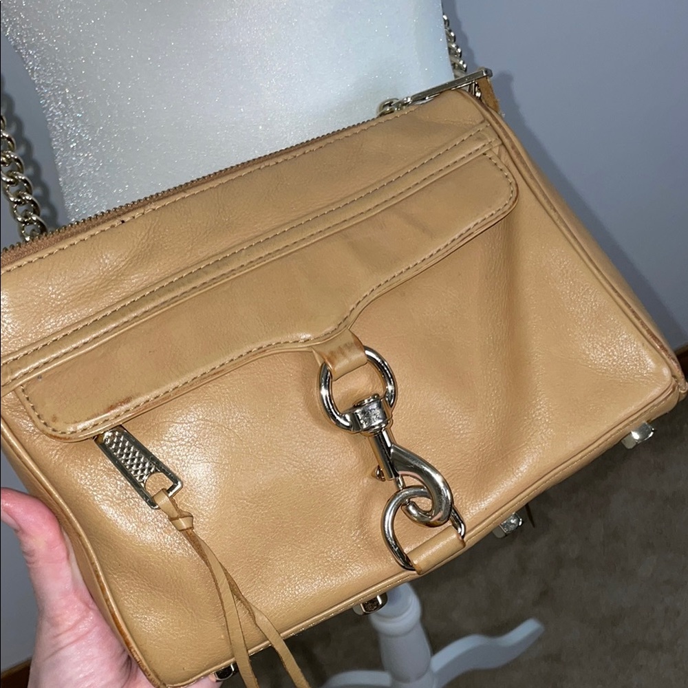 Rebecca Minkoff Tan Crossbody Bag with Silver Chain